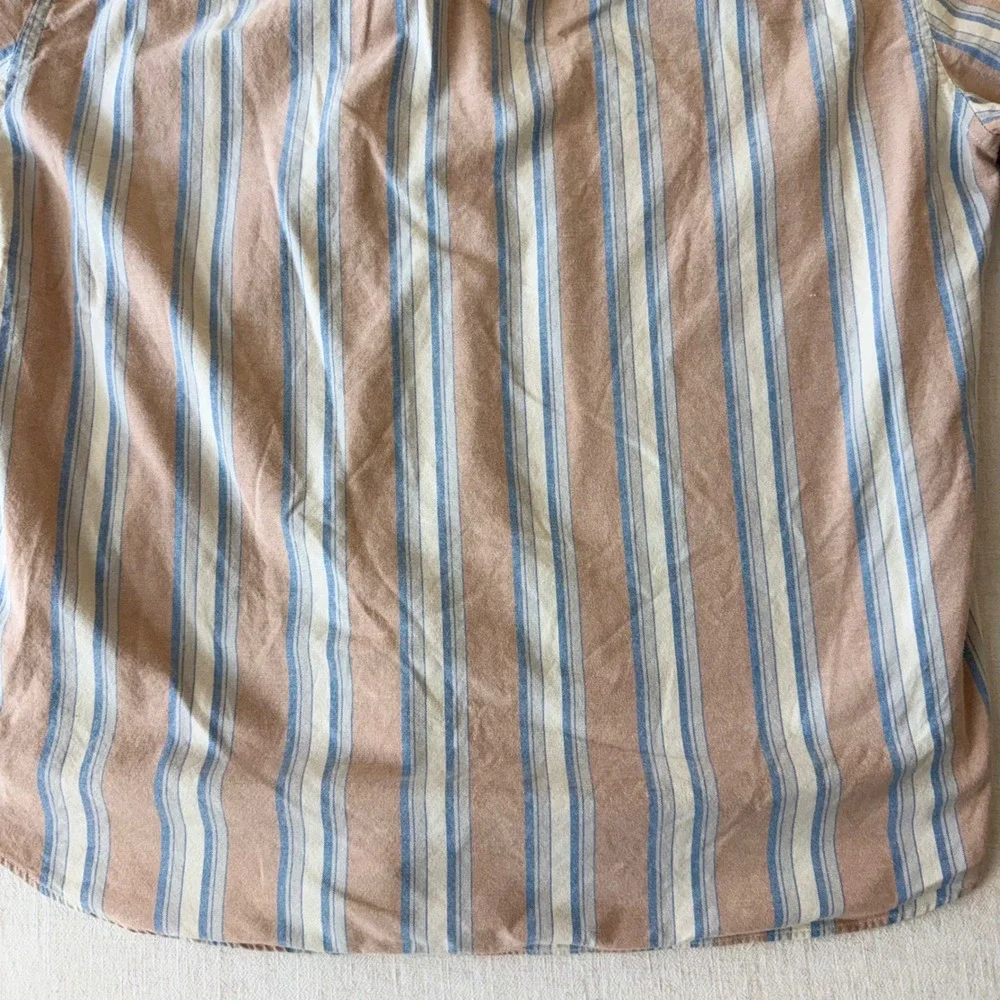 J.Crew Mens XL Slim Broken-In Oxford Shirt Short Sleeve Striped Organic Cotton
